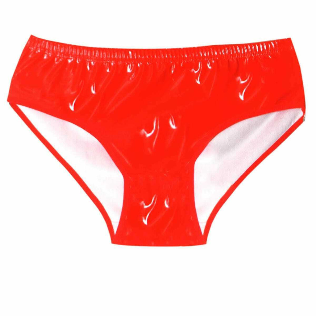 Plastic Bikini Panties PVC Underwear 3 Pack (Medium, Red)