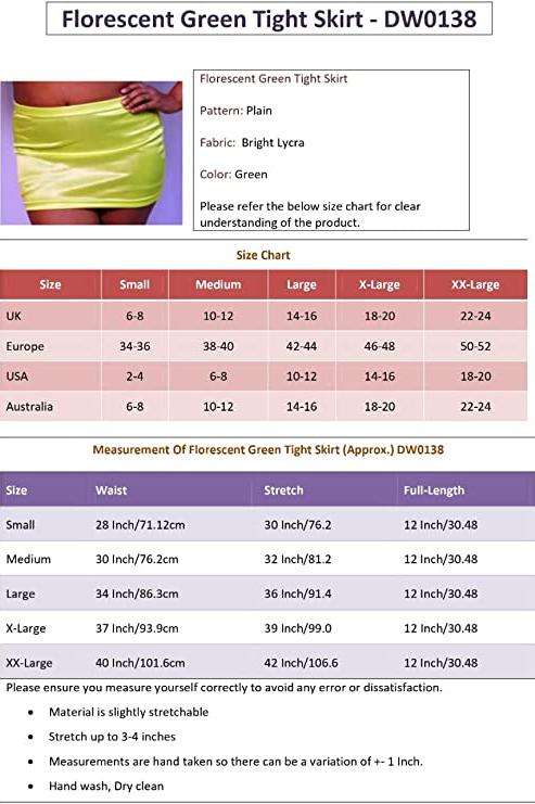 Women's Bodycon Clubwear Florescent Tight Skirt