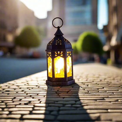 Flickering LED Lantern with Winter Scene and Reindeer