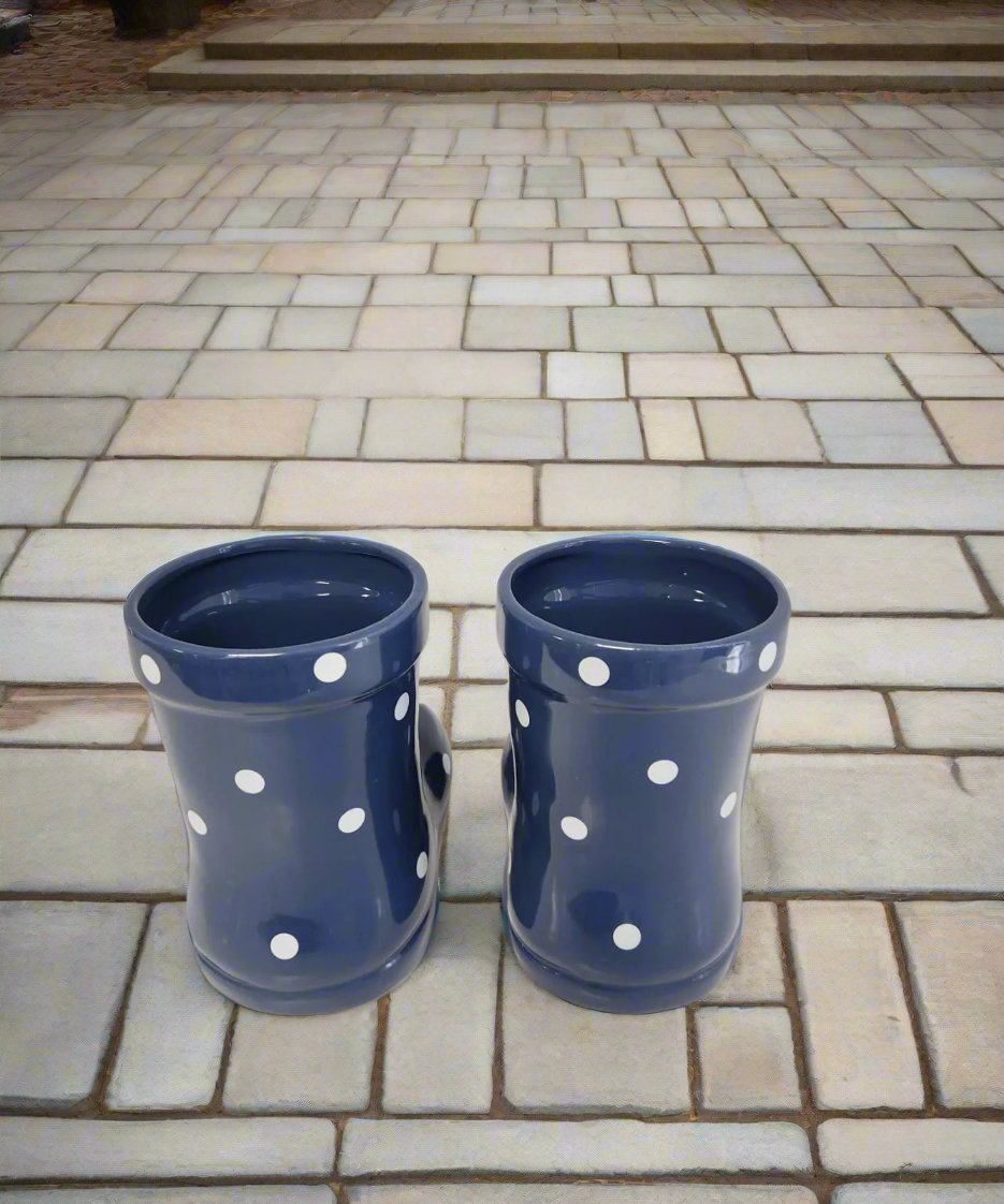 Ceramic Plant Pot Polka Dot Welly Boot Planter