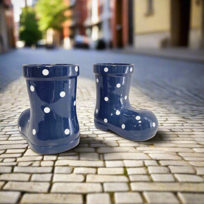 Ceramic Plant Pot Polka Dot Welly Boot Planter