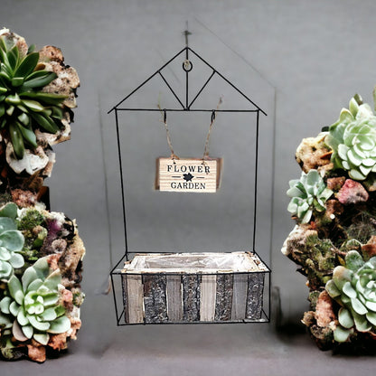 Metal Rectangular Flower Pots - Rustic Farmhouse Wall Planter | Divas World