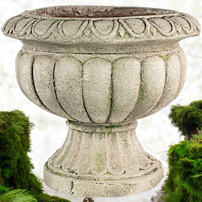 Classic Stone Urn Planter - Large, Antique-Look, 28.6 cm x 31.8 cm x 31 cm