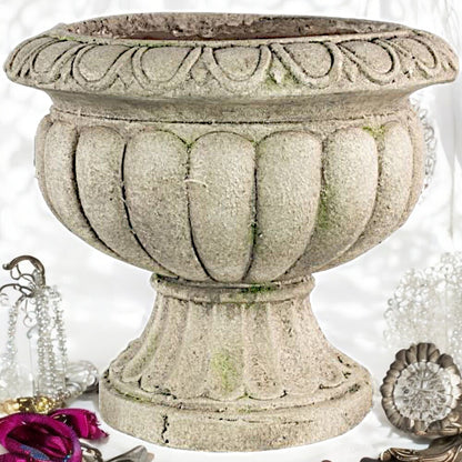 Classic Stone Urn Planter - Large, Antique-Look, 28.6 cm x 31.8 cm x 31 cm