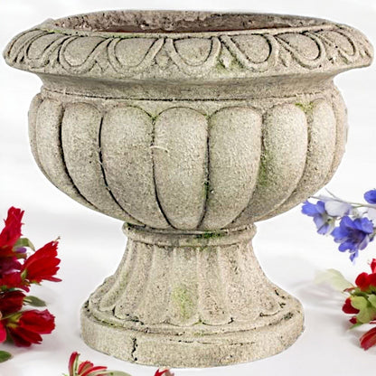 Classic Stone Urn Planter - Large, Antique-Look, 28.6 cm x 31.8 cm x 31 cm