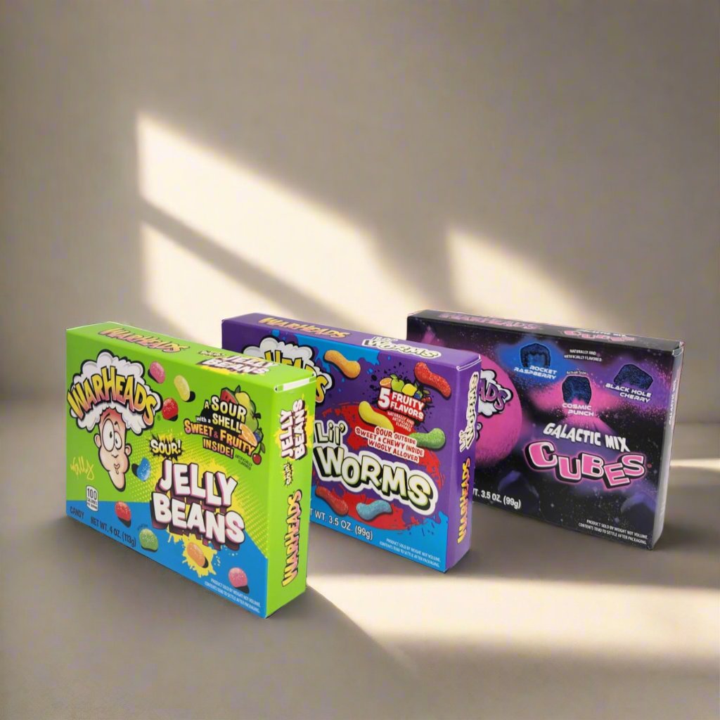 Warheads Candy Variety Pack - Sour Jelly Beans, Lifesavers Worms, and Galactic Mix Cubes