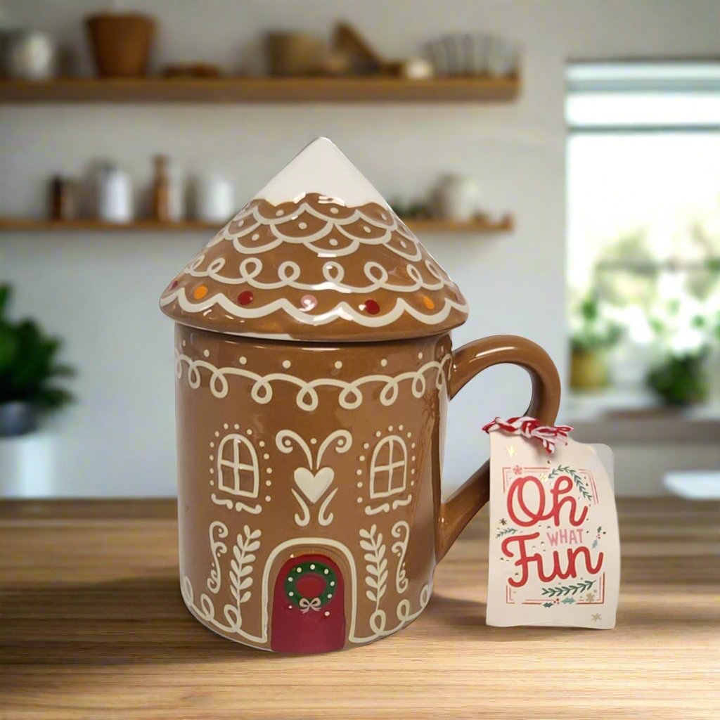 Divas World Gingerbread House Ceramic Mug - Festive Christmas Gift