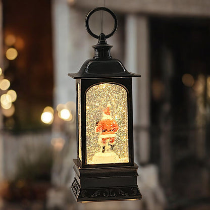 Divas World Illuminated Santa Lantern with Musical Snow Globe - Festive Christmas Decoration