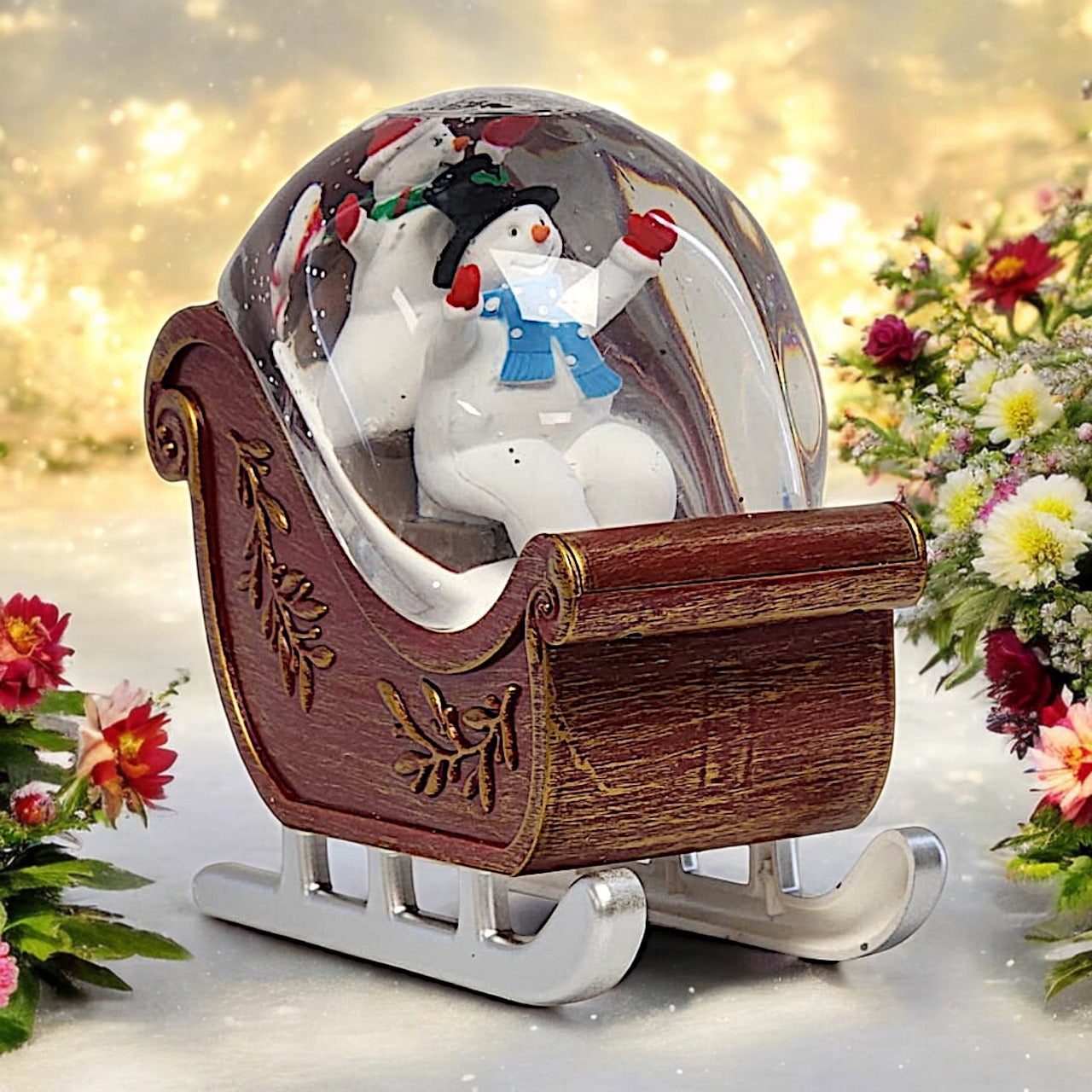 Divas World Illuminated Santa Sleigh Water Globe - Festive Christmas Decoration