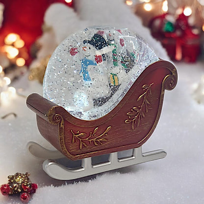 Divas World Illuminated Santa Sleigh Water Globe - Festive Christmas Decoration