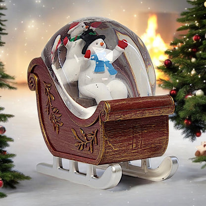 Divas World Illuminated Santa Sleigh Water Globe - Festive Christmas Decoration