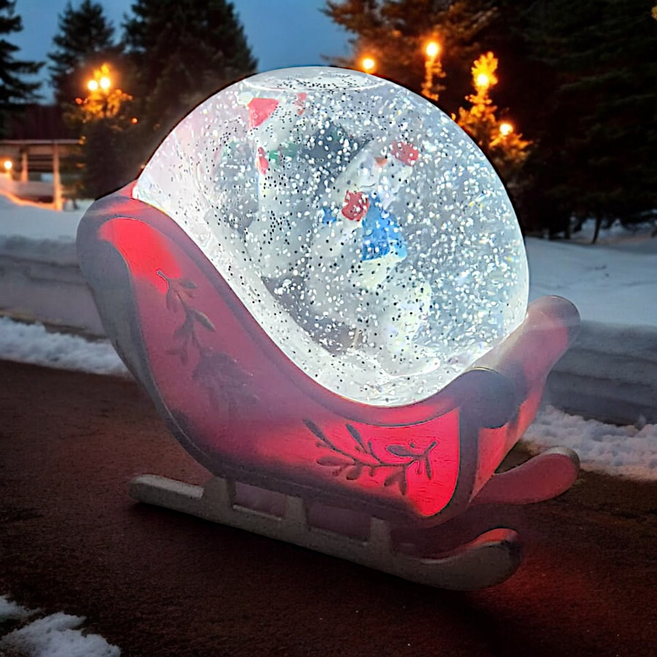 Divas World Illuminated Santa Sleigh Water Globe - Festive Christmas Decoration