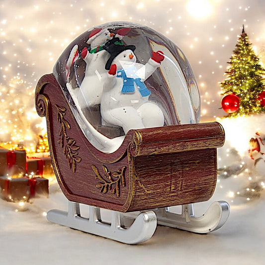 Divas World Illuminated Santa Sleigh Water Globe - Festive Christmas Decoration