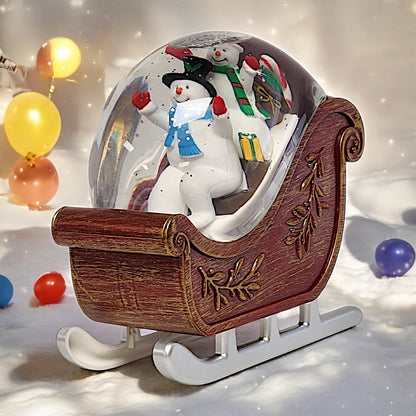 Divas World Illuminated Santa Sleigh Water Globe - Festive Christmas Decoration