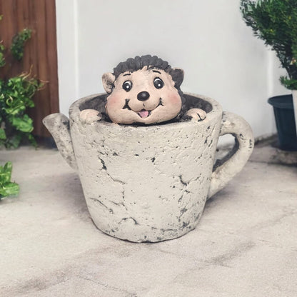 Divas World Hedgehog Teacup Planter - Adorable Garden Decoration