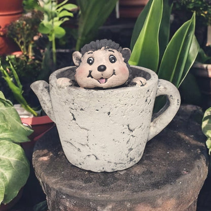 Divas World Hedgehog Teacup Planter - Adorable Garden Decoration