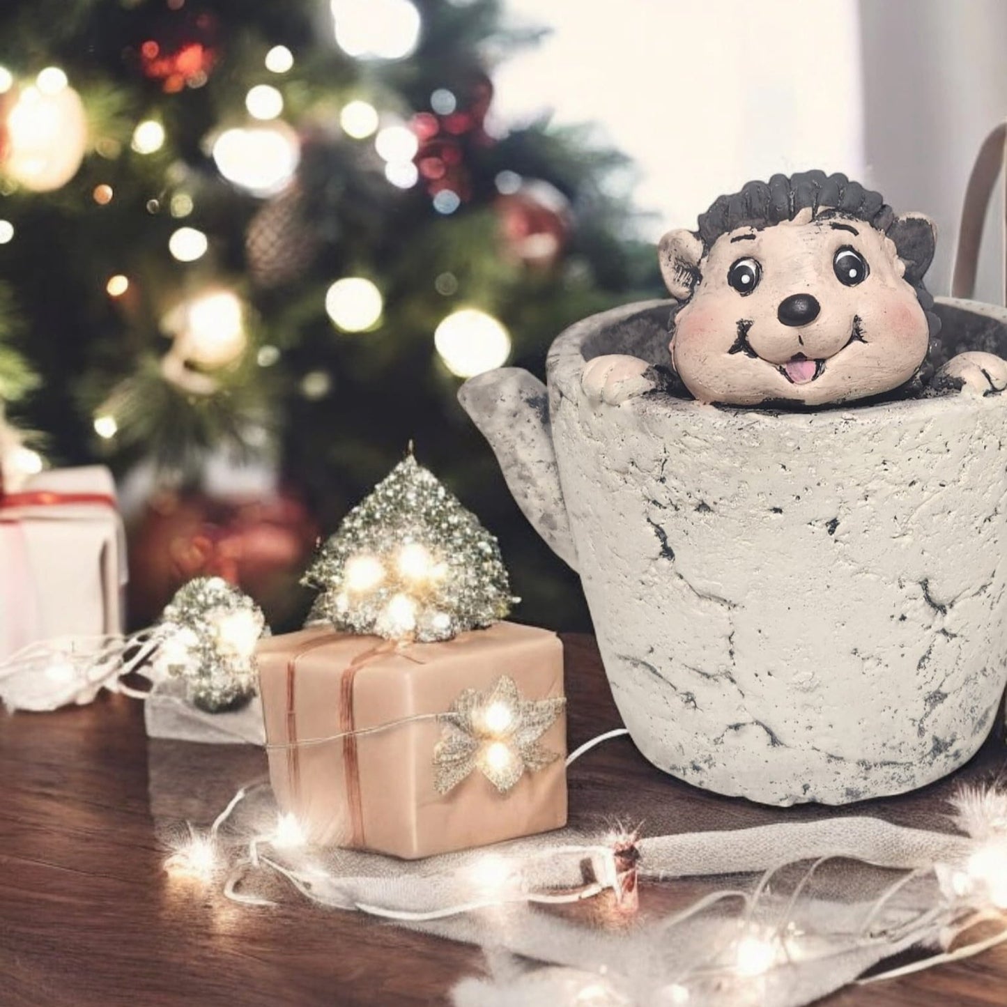 Divas World Hedgehog Teacup Planter - Adorable Garden Decoration