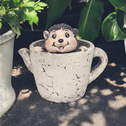 Divas World Hedgehog Teacup Planter - Adorable Garden Decoration