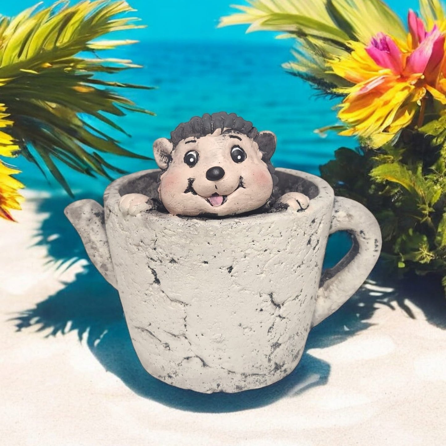 Divas World Hedgehog Teacup Planter - Adorable Garden Decoration