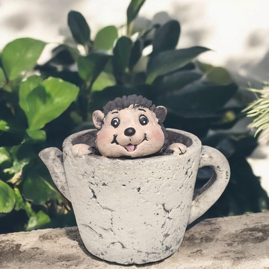 Divas World Hedgehog Teacup Planter - Adorable Garden Decoration