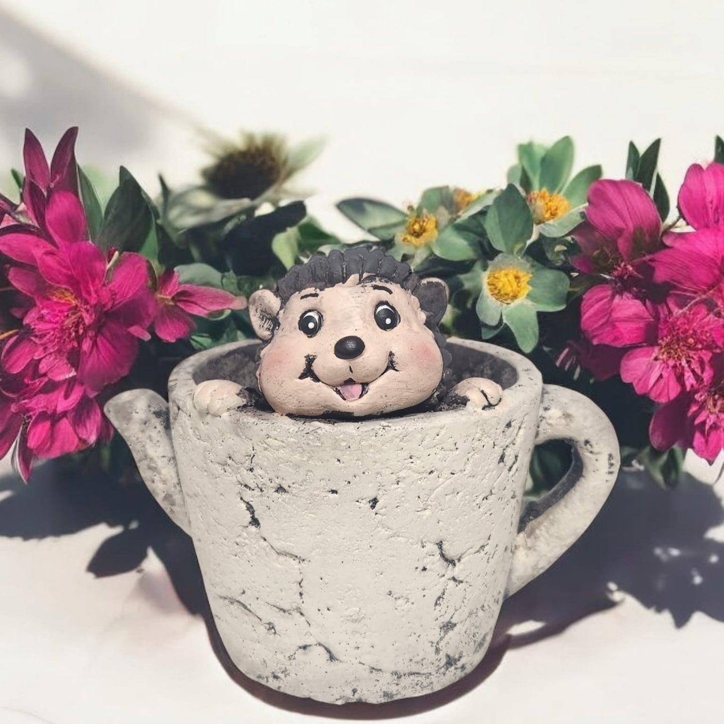 Divas World Hedgehog Teacup Planter - Adorable Garden Decoration