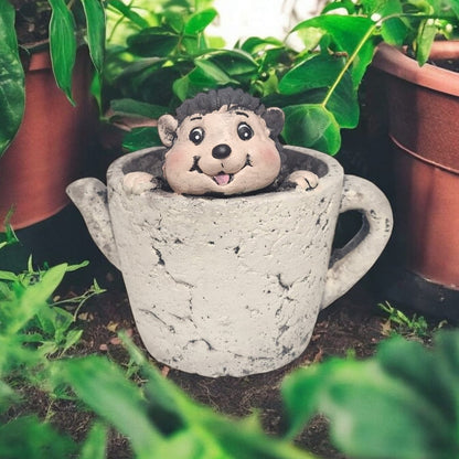 Divas World Hedgehog Teacup Planter - Adorable Garden Decoration