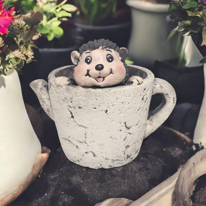 Divas World Hedgehog Teacup Planter - Adorable Garden Decoration