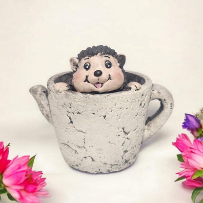 Divas World Hedgehog Teacup Planter - Adorable Garden Decoration