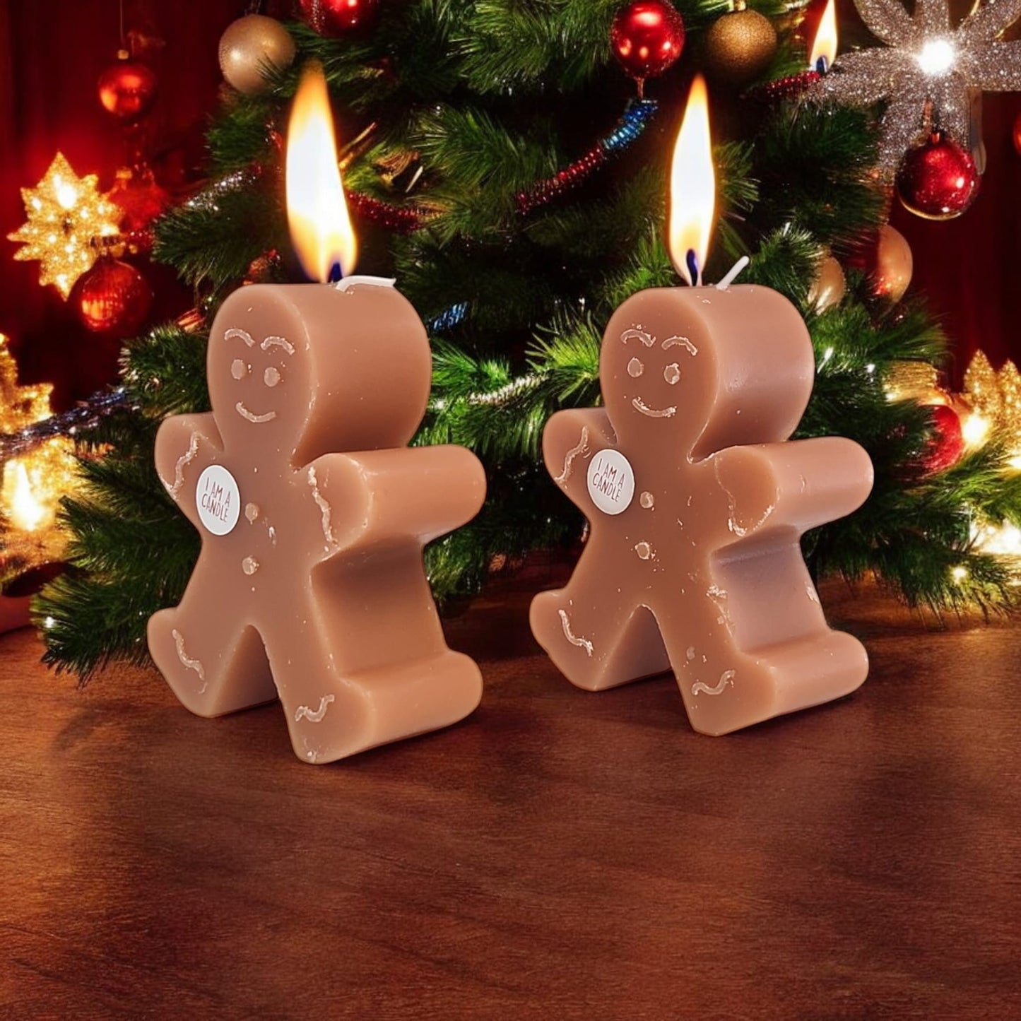 Divas World Gingerbread Man Candles - Festive Holiday Decoration (PACK OF 2)