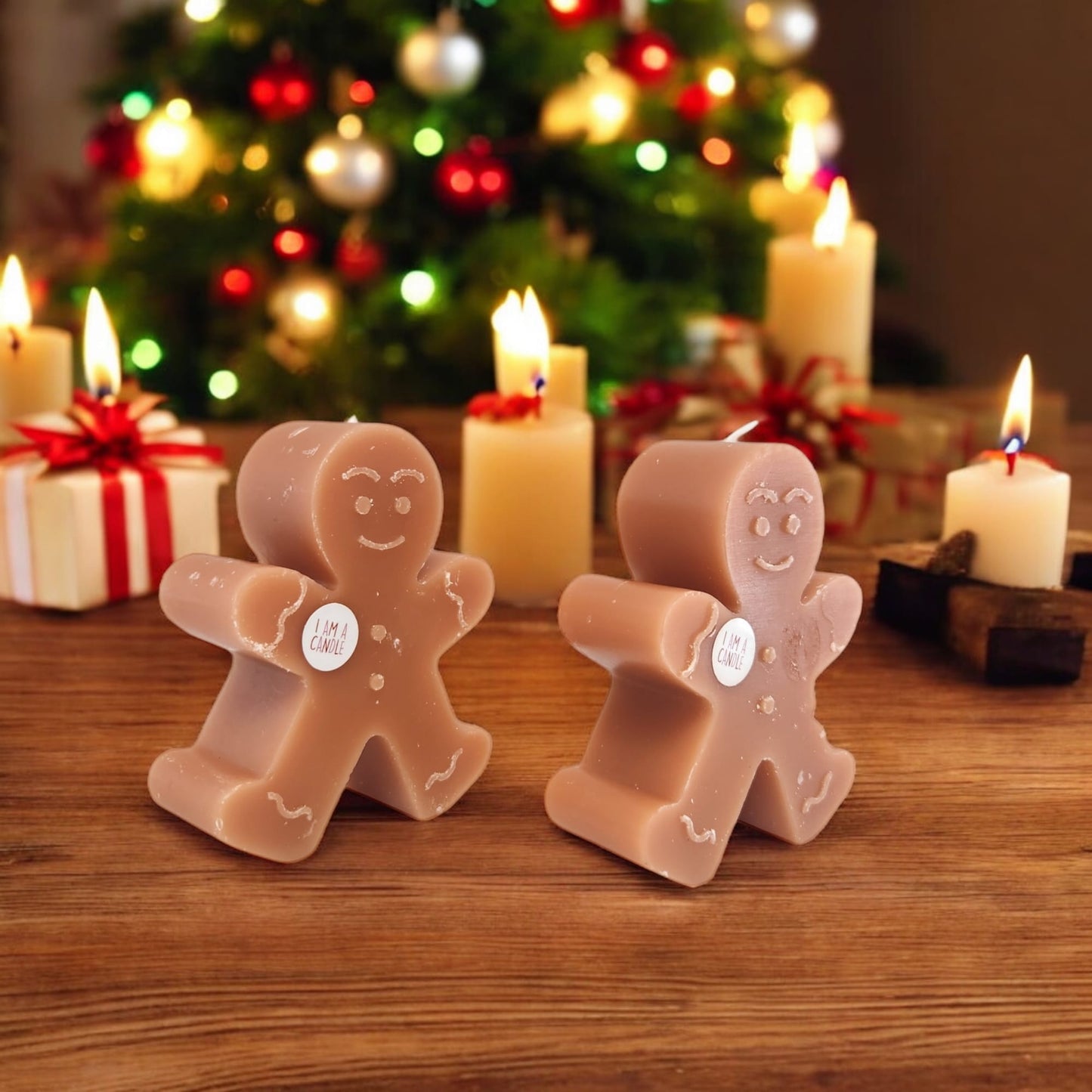 Divas World Gingerbread Man Candles - Festive Holiday Decoration (PACK OF 2)