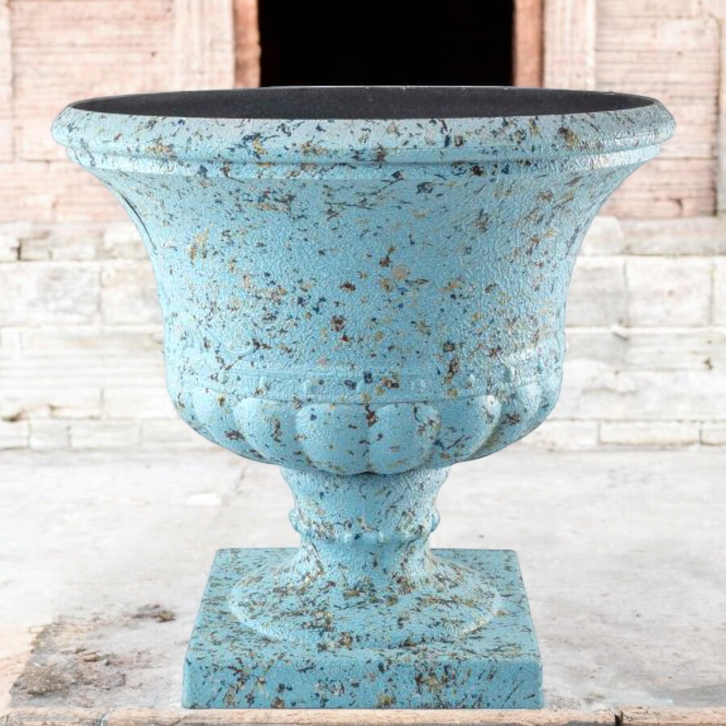 Distressed Blue Urn Planter