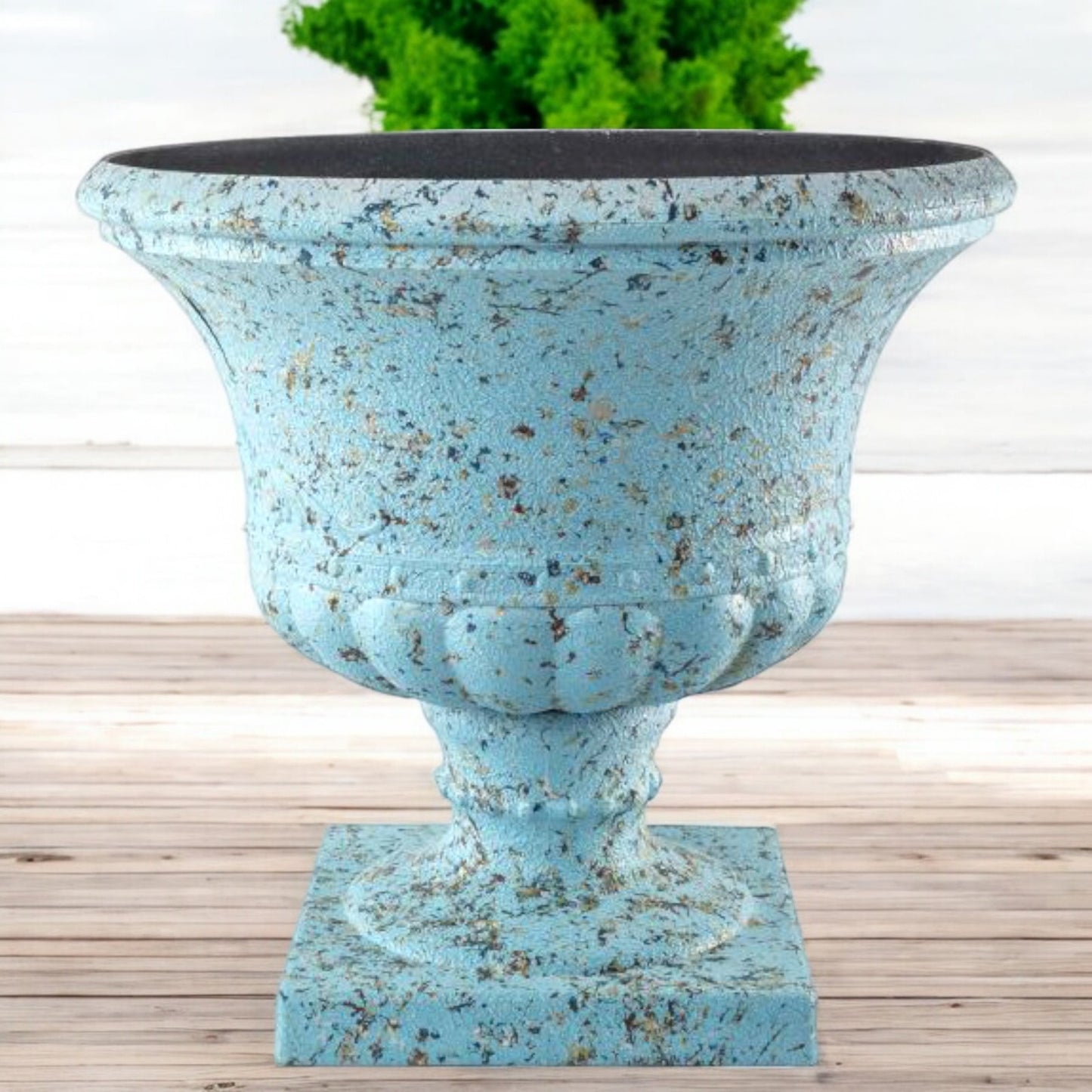 Distressed Blue Urn Planter