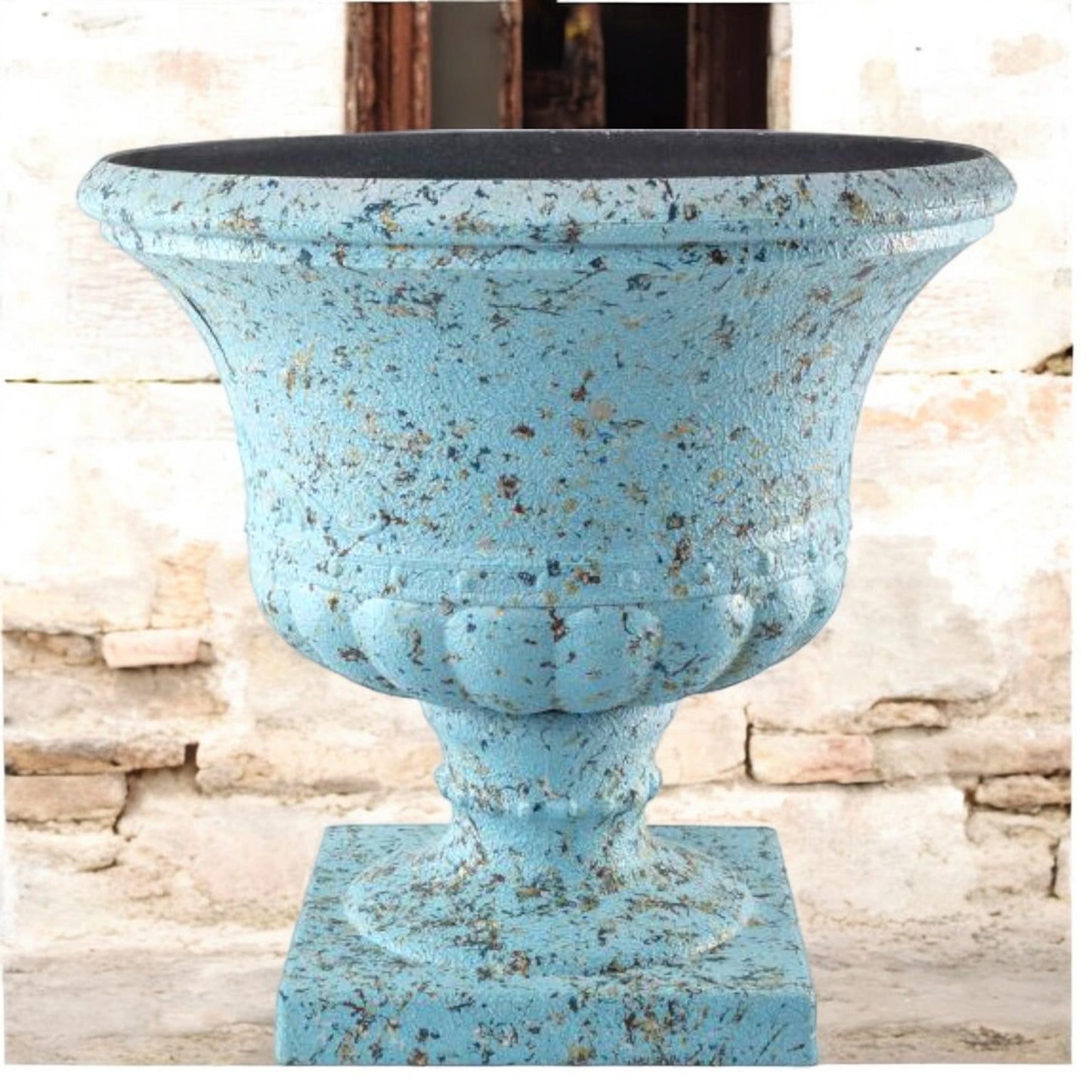 Distressed Blue Urn Planter