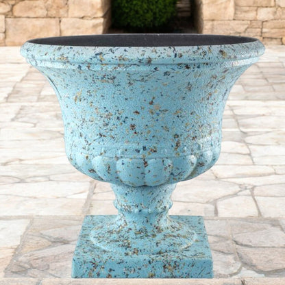 Distressed Blue Urn Planter