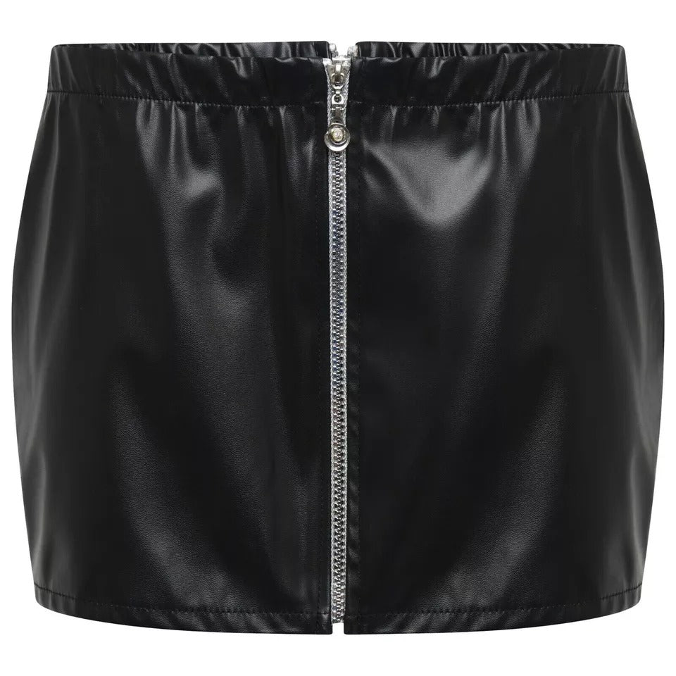 Black Bodyfit Zip Mini Skirt