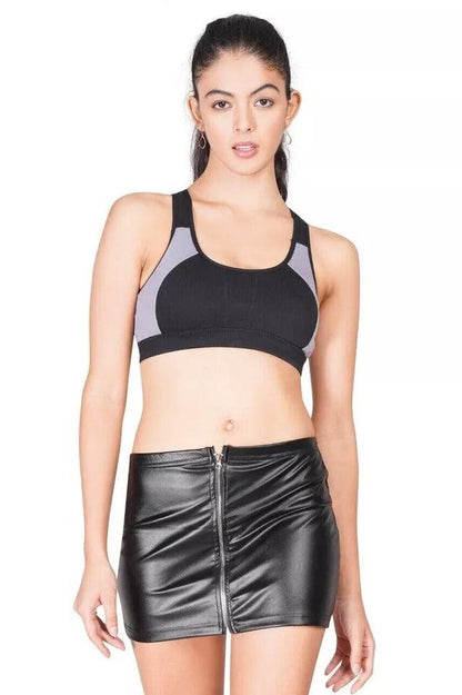 Black Bodyfit Zip Mini Skirt