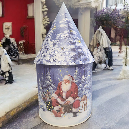 Festive LED Lantern: Winter Village Scene with Santa