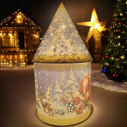 Festive LED Lantern: Winter Village Scene with Santa