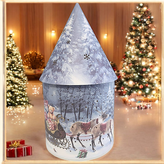 Solar Christmas Light Up Cone House LED Ornament 27cm Festive Lamp