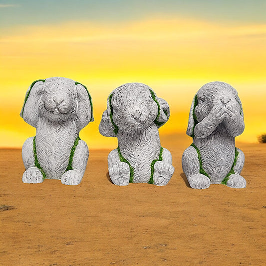 3 Wise Monkey Garden Statues - See No Evil, Hear No Evil, Speak No Evil