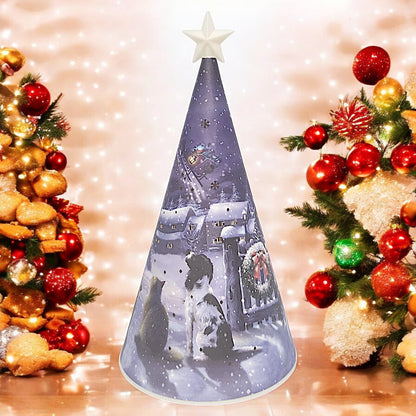 Decorative LED Christmas Tree Nightlight with Snowy Village and Animals