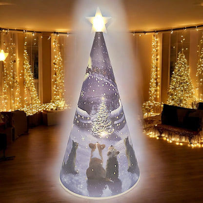 Decorative LED Christmas Tree Nightlight with Snowy Village and Animals