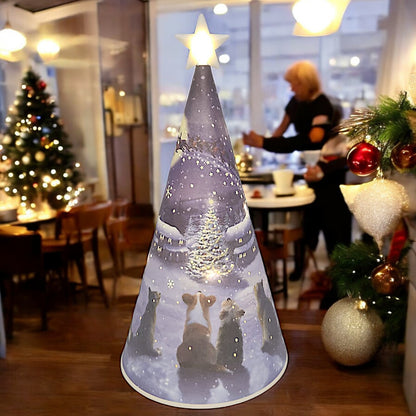 Decorative LED Christmas Tree Nightlight with Snowy Village and Animals