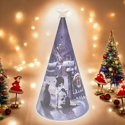 Decorative LED Christmas Tree Nightlight with Snowy Village and Animals