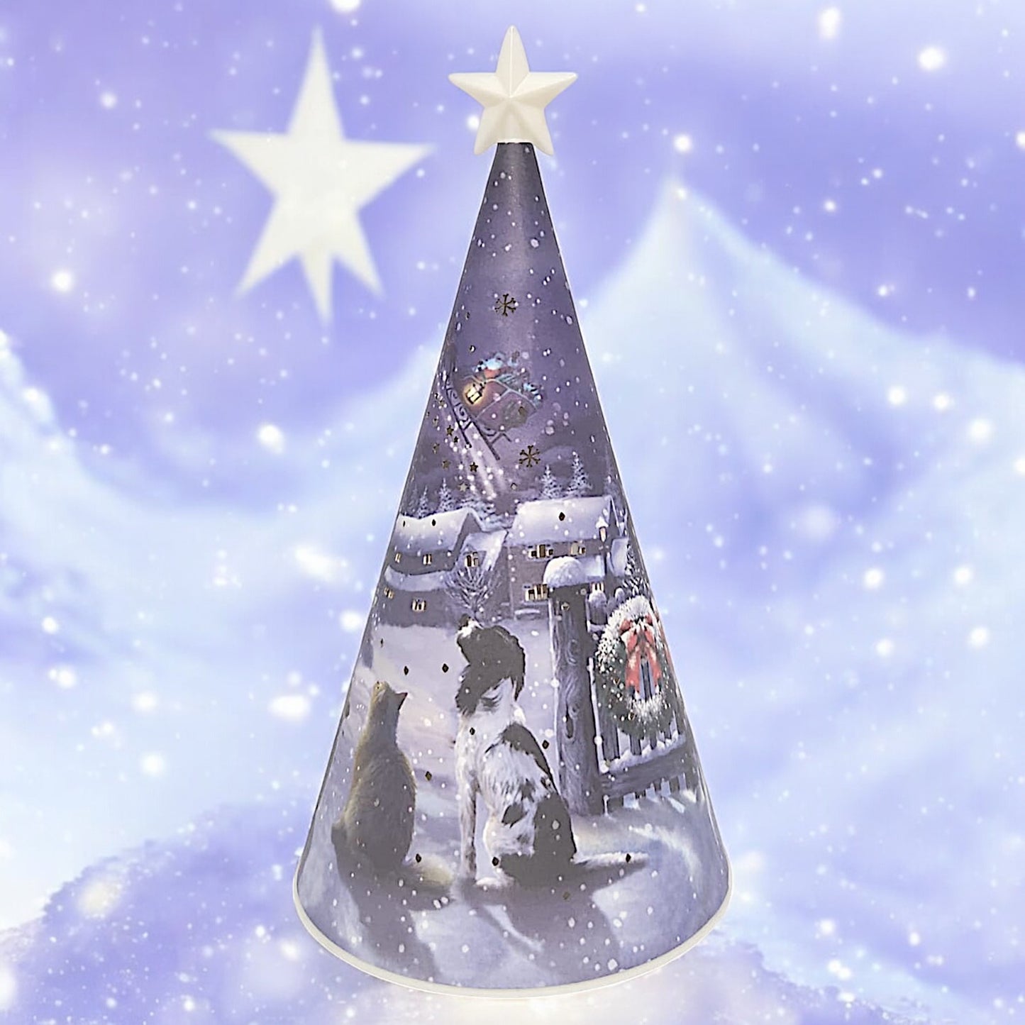 Decorative LED Christmas Tree Nightlight with Snowy Village and Animals