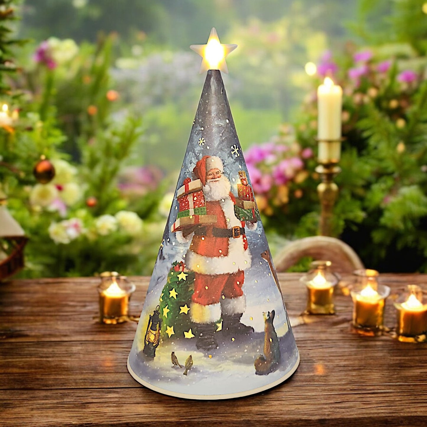 Festive Christmas Tree Tabletop Decoration with Lights