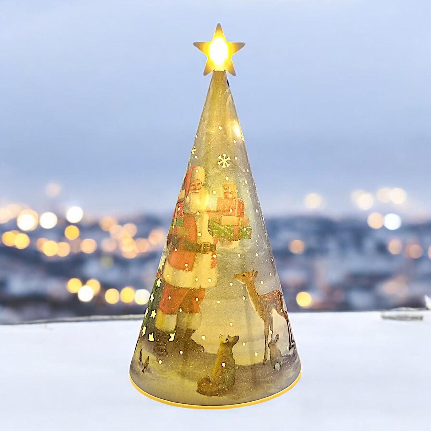 Festive Christmas Tree Tabletop Decoration with Lights