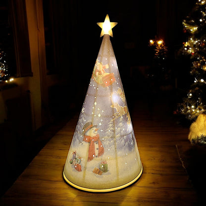 Festive LED Christmas Tree Nightlight with Snowman and Sleigh Scene