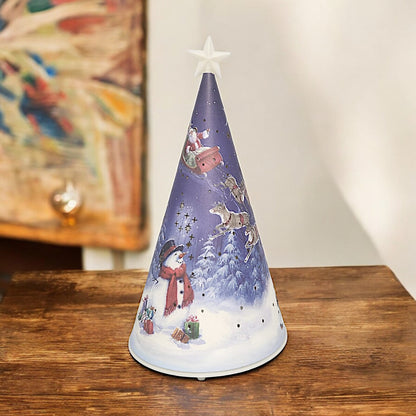 Festive LED Christmas Tree Nightlight with Snowman and Sleigh Scene