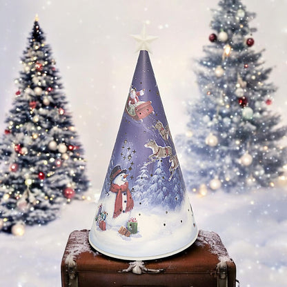 Festive LED Christmas Tree Nightlight with Snowman and Sleigh Scene